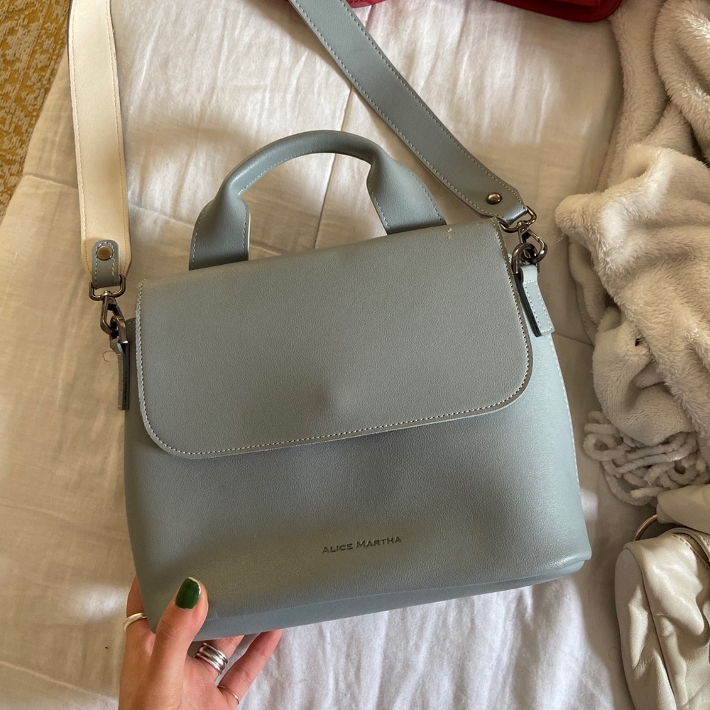 Baby blue leather purse